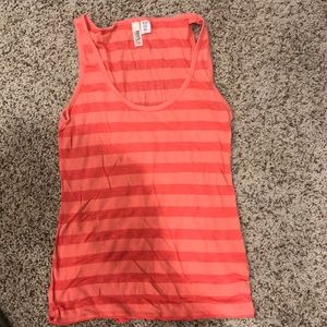 Pink and coral stripped tank top